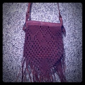 Handwoven leather crossbody purse